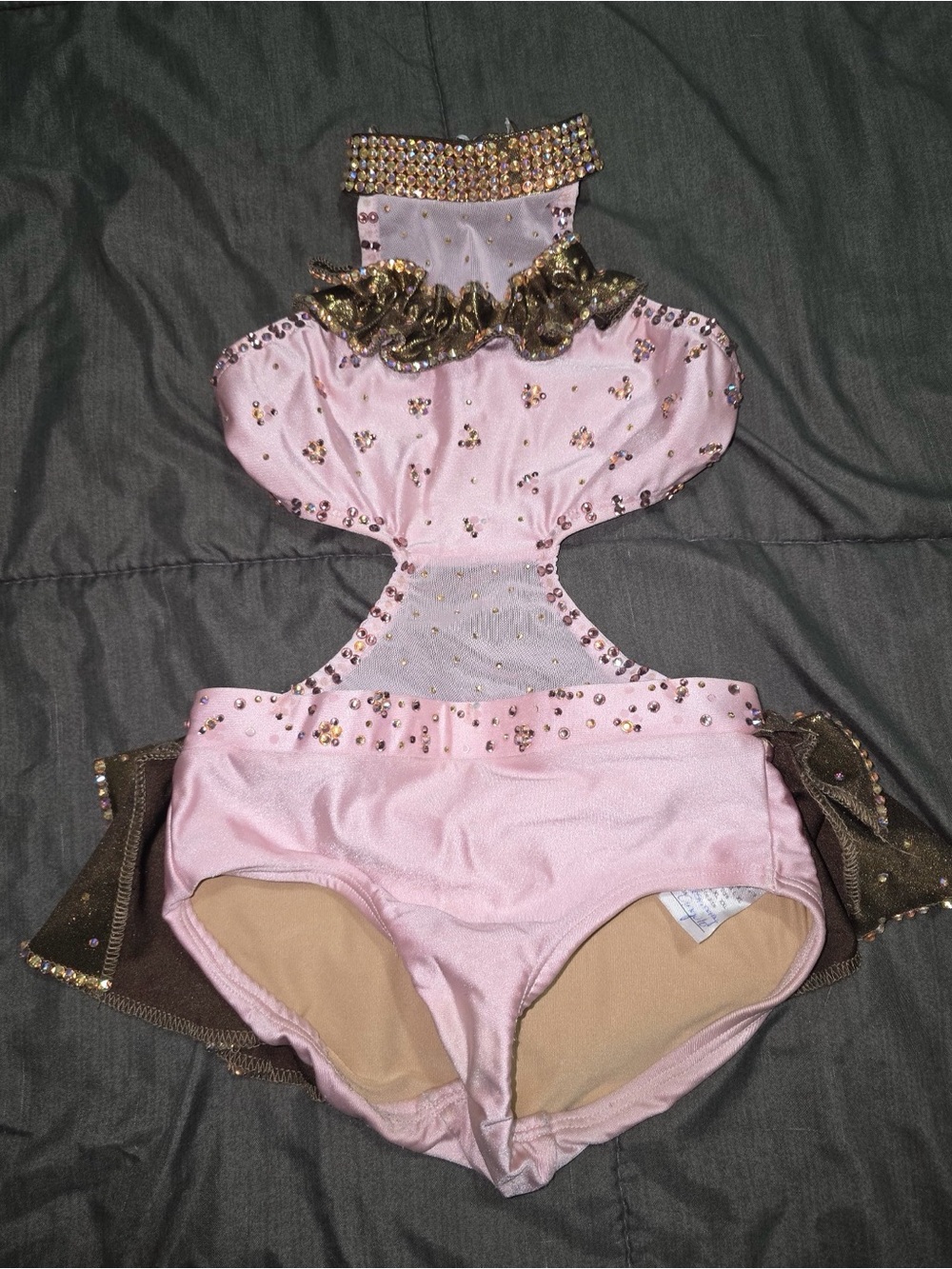 Mini Sparkle Pink & Gold Kids One-Piece Dance Costume